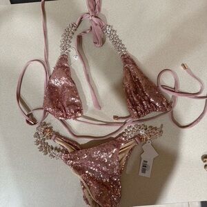 Sequin Bikini Set in Rose Gold Crush bikinis